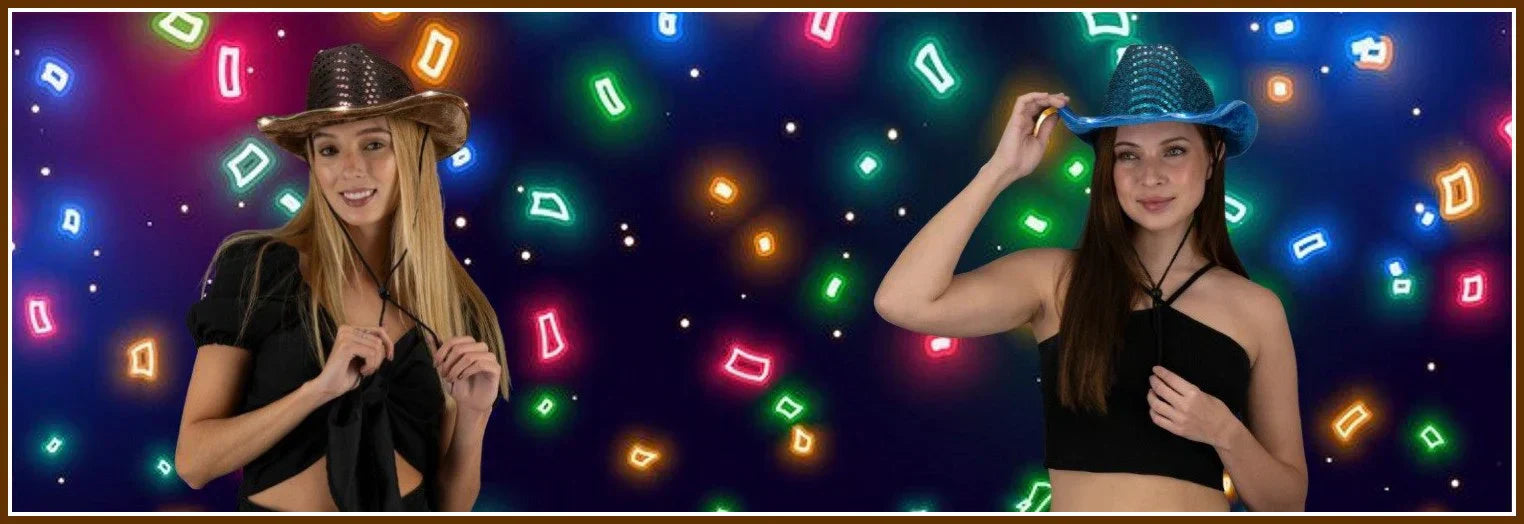 5 Amazing Features Of Brown & Teal LED Light Up Cowboy Hats!