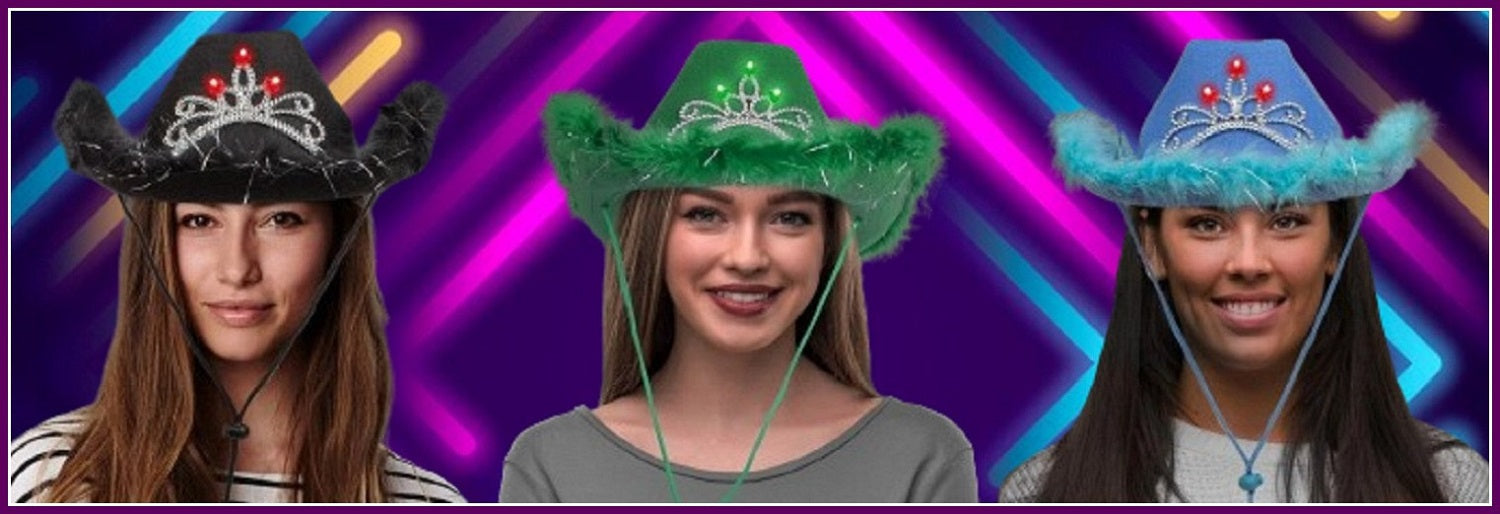 How To Use A Light Up Tiara Cowboy Hat With Feather For Preppy Style?