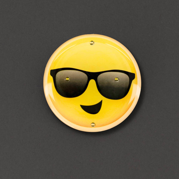Smiling Cool Dude Sunny Days Sunglasses Emoji Flashing Body Light Lapel Pins