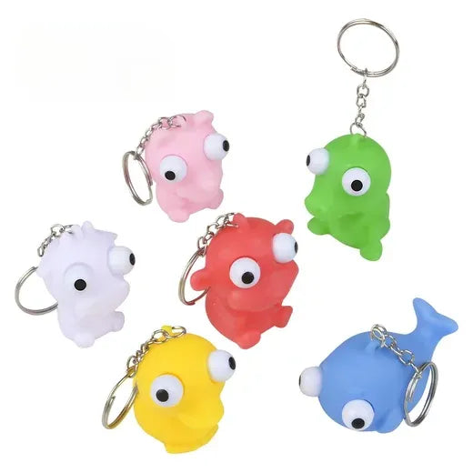 2 Squeeze Animal Popping Eye Keychain