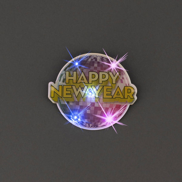 Light Up Happy New Year Disco Ball Lanyard