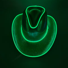 EL WIRE Light Up Iridescent Space Green Cowboy Hat