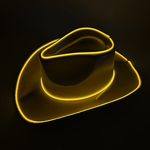EL WIRE Light Up Iridescent Space Gold Cowboy Hat | PartyGlowz