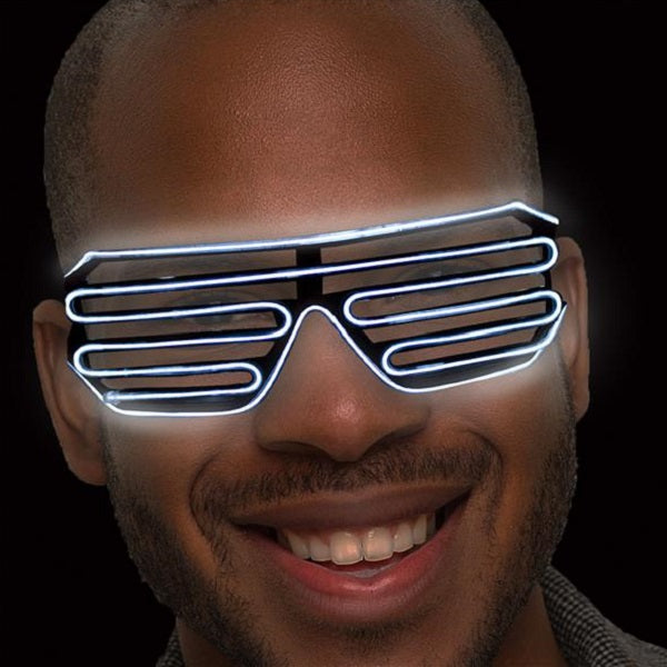 White Slotted EL Wire Eyeglasses