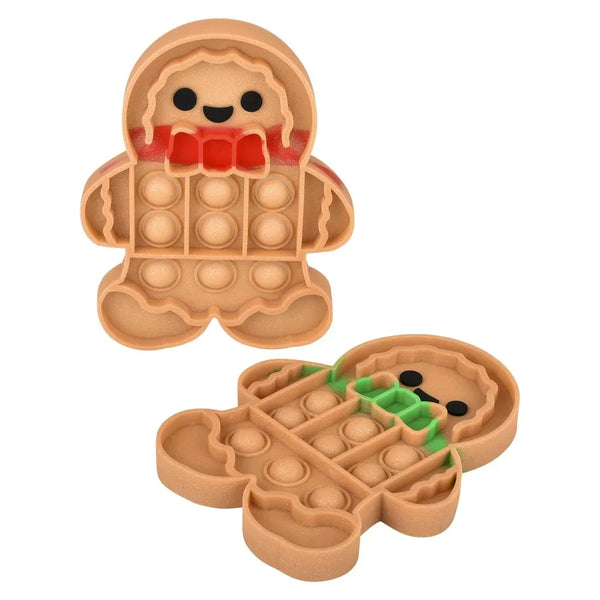 6 Gingerbread Man Glitter Bubble Poppers