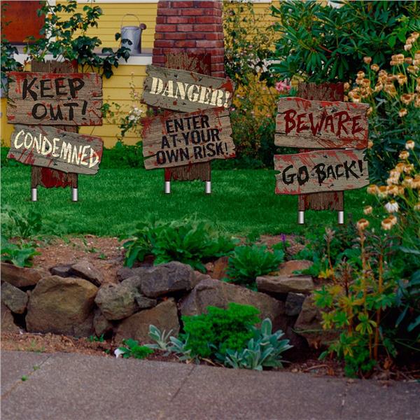 Scary Bloody Sidewalk Signs For Halloween | PartyGlowz