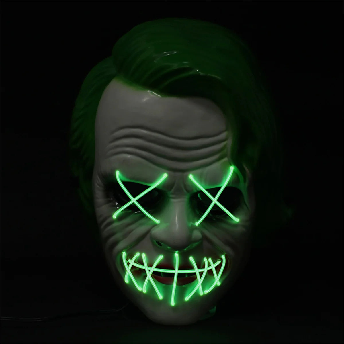 Light Up Green EL Wire Joker Mask | PartyGlowz.com