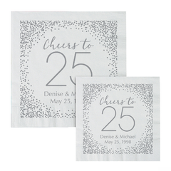 Personalized 25th Anniversary Paper Beverage Napkins