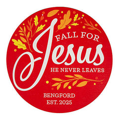 Personalized Fall for Jesus Door Sign