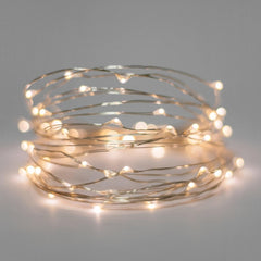 16.5 Ft Fairy LIght Silver Wire, 100 Warm White LED's With Remote
