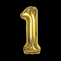Gold 1 Shaped Number 34" Mylar Balloon