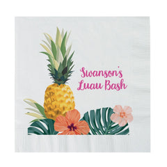 Personalized Pineapple Luau Beverage Paper Napkins