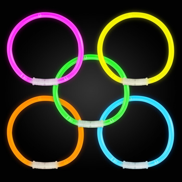 8 Brand Glowsticks Glow Stick Bracelets Mixed Colors (Tube of 100) Party Favor
