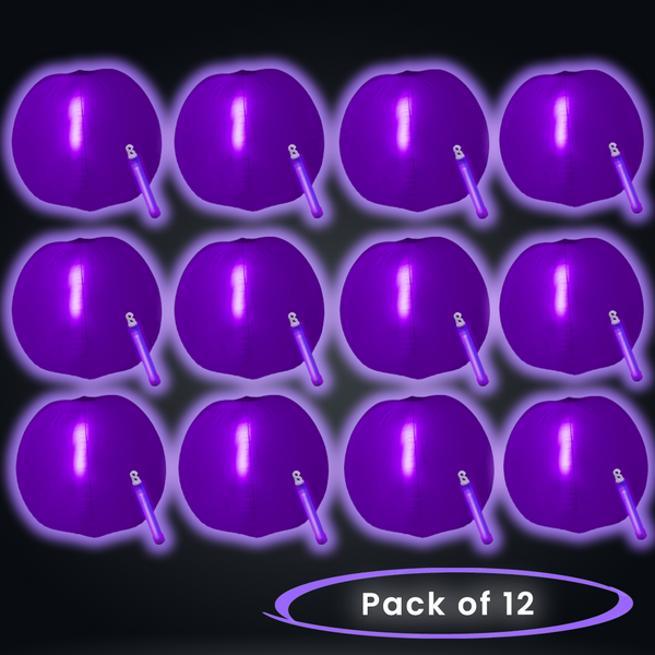 12 Inch Glow in The Dark Purple Beach Balls - Pack of 12