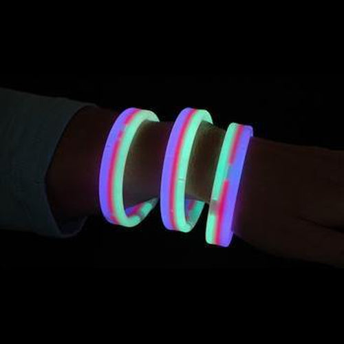 8 Inch Triple Wide Glow Bracelets/Wristbands