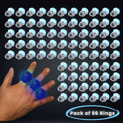 Blue LED Light Up Flashing Jelly Bumpy Rings - Pack of 96