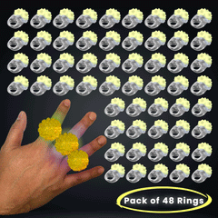 Yellow LED Light Up Flashing Jelly Bumpy Rings - Pack of 48