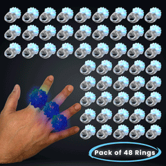 LED Light Up Jelly Bumpy Flashing Blue Rings - Pack of 48