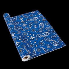 Blue Bandana Plastic Tablecloth Roll - 100 Feet