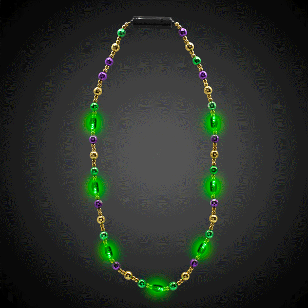 LED Flashing Mardi Gras 34 Inch Bead Necklace