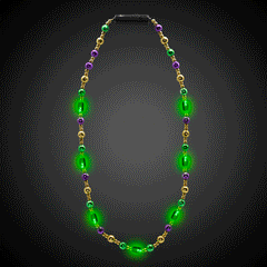 LED Flashing Mardi Gras 34 Inch Bead Necklace