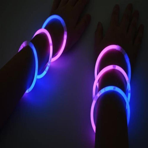 8 Inch Premium Bi Color Blue/Pink Glow Stick Bracelets 