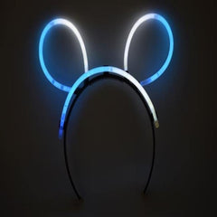 Glow Bunny Ears Headband - Bi Color - Aqua White