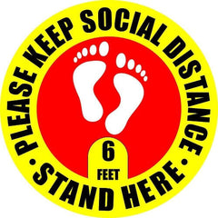 Social Distancing Floor Sign Social Distance Floor Decal, 12" Round Stickers - Pack of 5