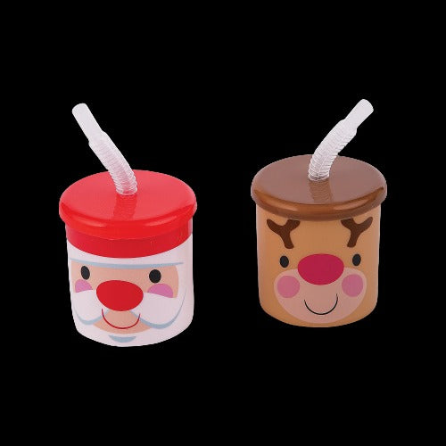 Kids' Cheery Christmas Reusable BPA-Free Plastic Cups with Lids & Straws -  12 Ct. | Oriental Trading