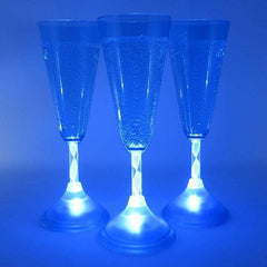 LED Light Up Blue Flashing 7 Oz Champagne Flute Glasses