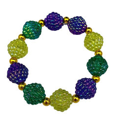 Purple, Green And Yellow With Gold Spacers Berry Bracelet - Pack of 12