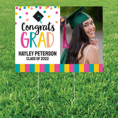 Personalized Congrats Girl Graduation Custom Photo Yard Sign