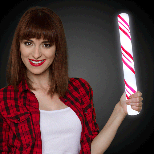 LED Light Up 16" Christmas Candy Cane Foam Stick Cheer Baton