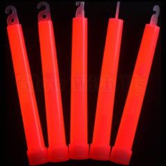 6" Ultra-Bright Emergency Industrial Grade Red Glow Sticks - Pack of 12