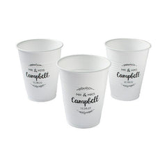 Personalized White Mr. & Mrs. Plastic Cups