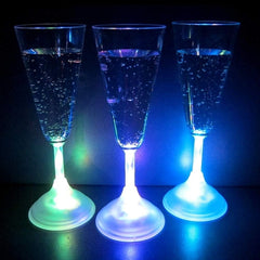 LED Light Up Flashing 7 Oz Champagne Flute Glass -  Multi Color