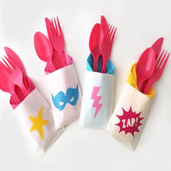 Girl Superhero Cutlery Bag Set