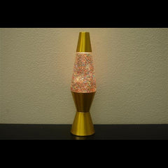 11.5 inch 12oz Rainbow Glitter Lamp with Gold Base