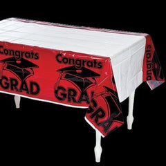 Red Congrats Grad Plastic Tablecloth