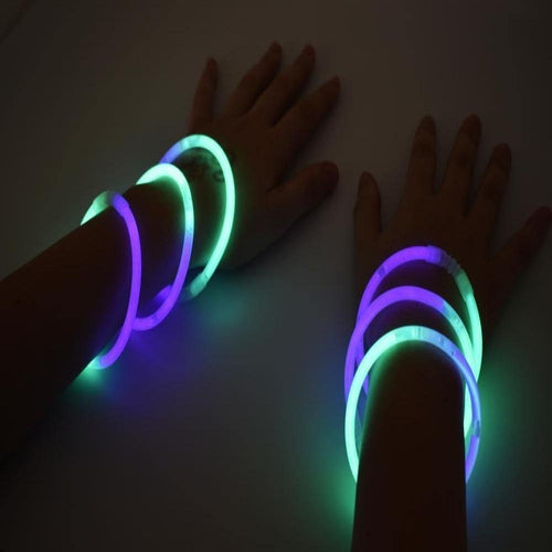 8 Premium Bi-Color Green/Purple Glow Stick Bracelets