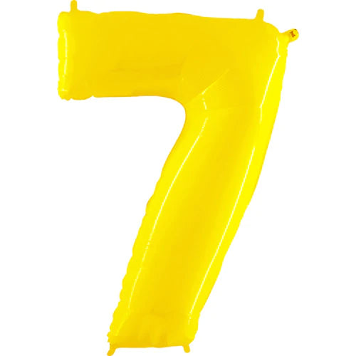 40 Number 7 - Yellow Foil Mylar Balloon