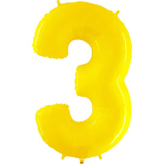 40" Number 3 - Yellow Foil Mylar Balloon