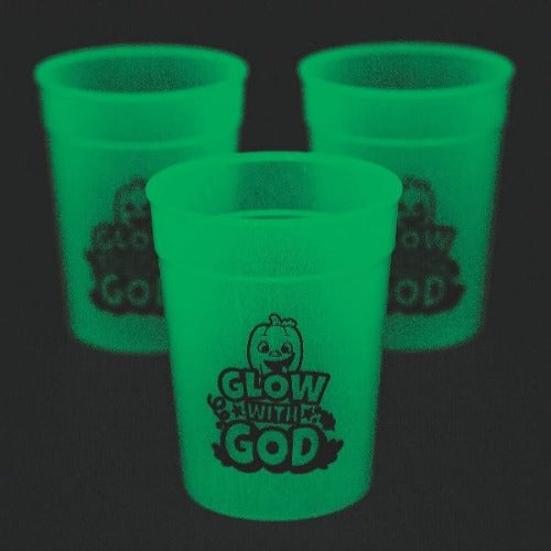 10oz Glow In The Dark Christian Pumpkin Plastic Cups