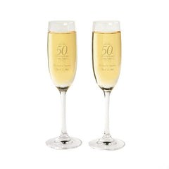 50th Anniversary Personalised Glass Champagne Flutes