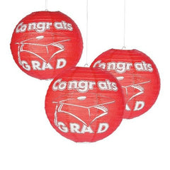 Red Congrats Grad Paper Lanterns