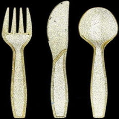 Gold Glitter Plastic Cutlery Sets