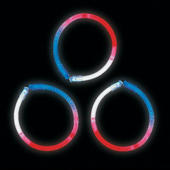 Patriotic Tri-Color Glow Bracelets - Red Blue White