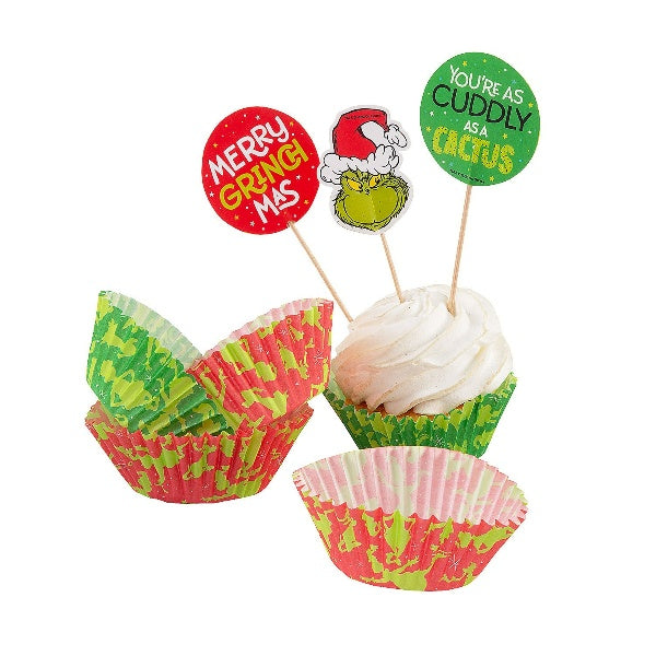 dr-seuss-the-grinch-cupcake-wrappers-with-cupcake-toppers-partyglowz-com for Free Printable Grinch Cupcake Toppers Dr. Seuss The Grinch Cupcake Wrappers with Cupcake Toppers | PartyGlowz.com for Free Printable Grinch Cupcake Toppers