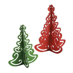 Red & Green Glitter Tree Centerpieces