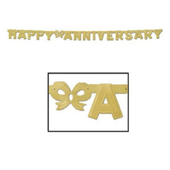 Gold Happy Anniversary Letter Banner